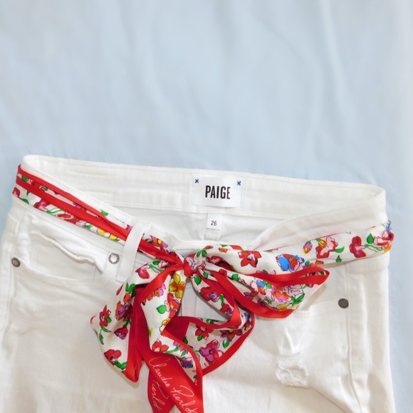 White Paige Skyline Ankle Peg Distressed Jeans - Picture 3 of 5